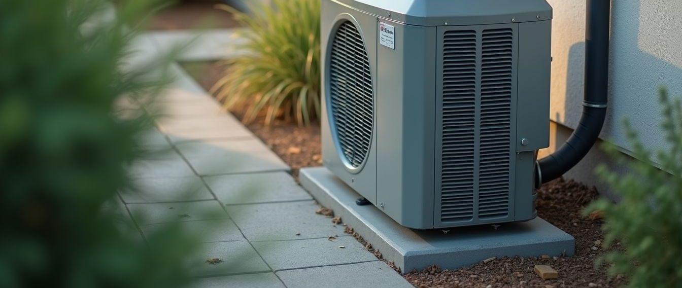 High angle view of a clean and well-maintained outdoor AC unit